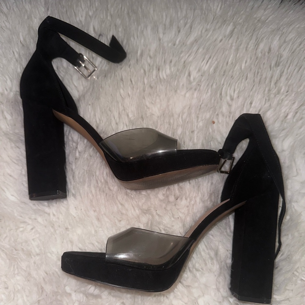 Black strap heels